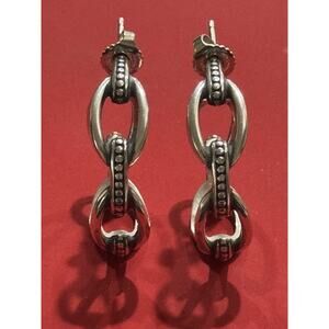 James Avery Retired Sterling Silver Beaded Connected Link Earrings